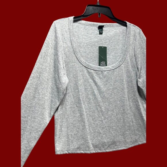 Wild Fable - Women's Long Sleeve Pointelle T-Shirt - Gray - XXL - Picture 12 of 13